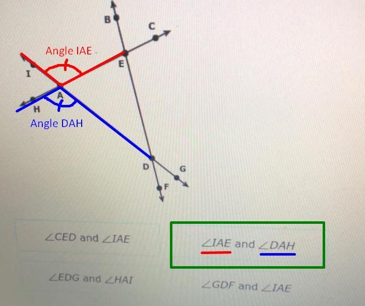 Which angles are congruent to each other?-example-1