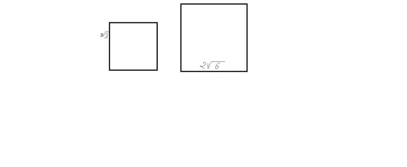 Draw 2 squares. The first one should have an area of 12 square units.The second one-example-1