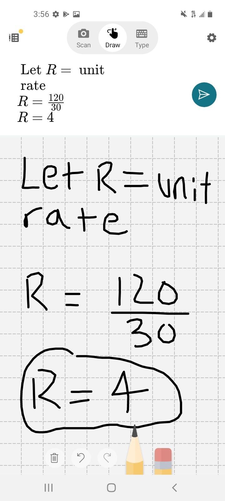 There are 120 chairs and 30 tables in a banquet hall. What is the unit rate of chairs-example-1