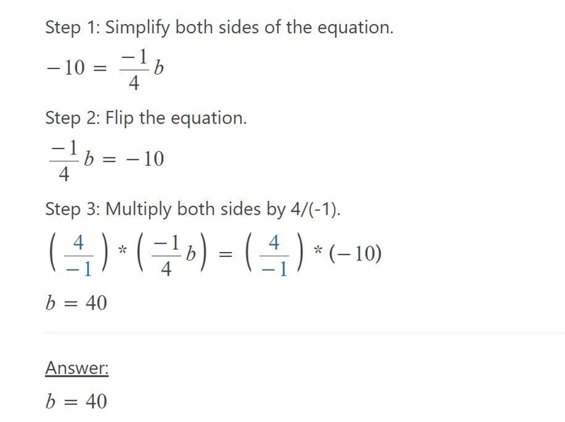 -10 = -b/4. What is the answer, I can't find it.-example-1