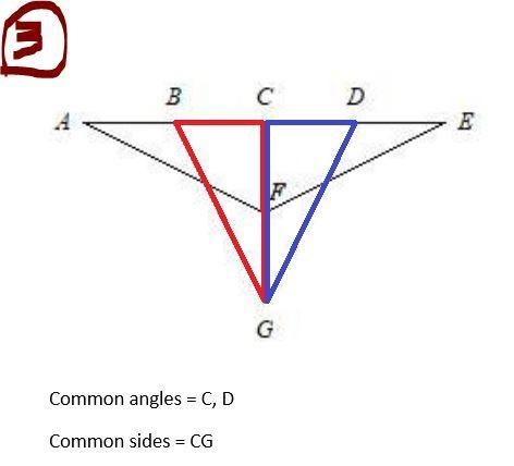 Please identify the common angles and sides or these triangles.-example-2