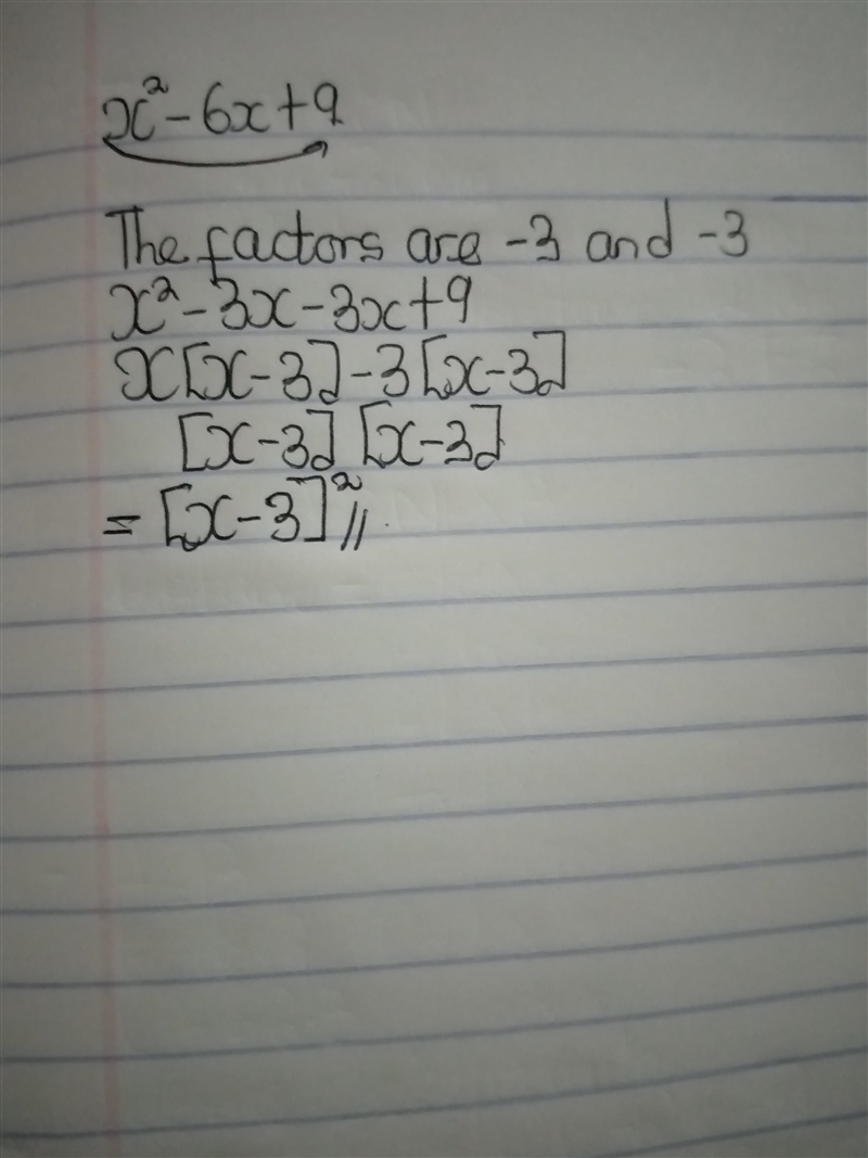 What is the solution to x^2-6x+9?-example-1