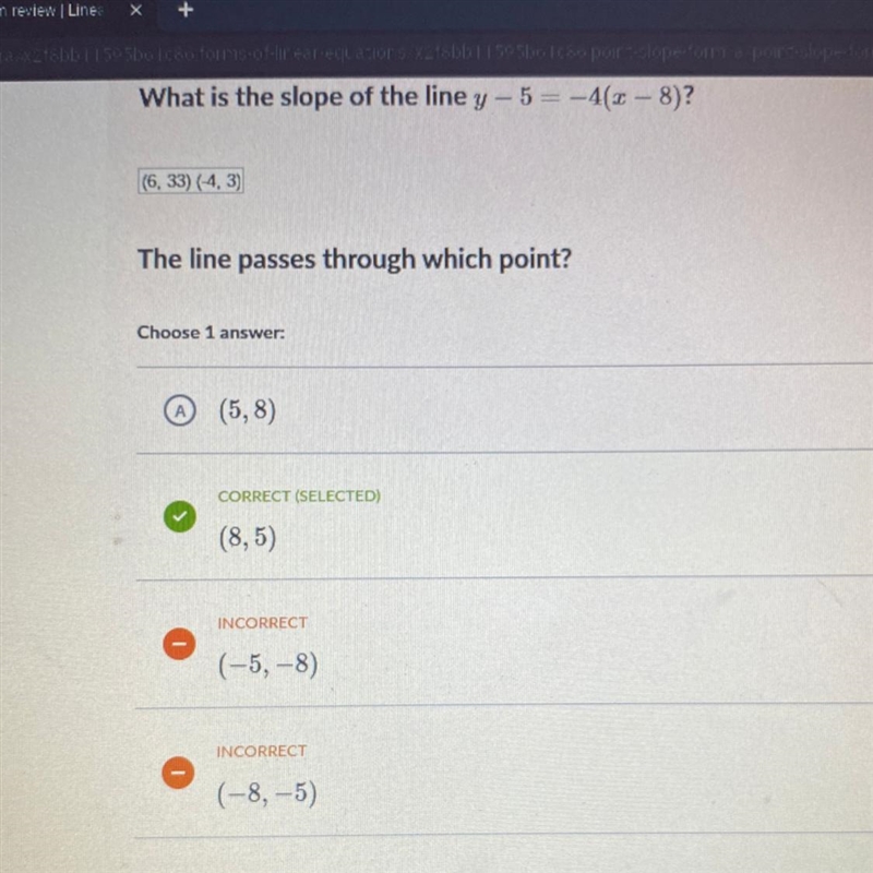 Write the rule that goes through the points (-4, 3) and (6, 33)-example-1