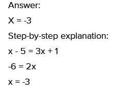 Use numerals instead of words. 5 less than a number is equivalent to 1 more than three-example-1