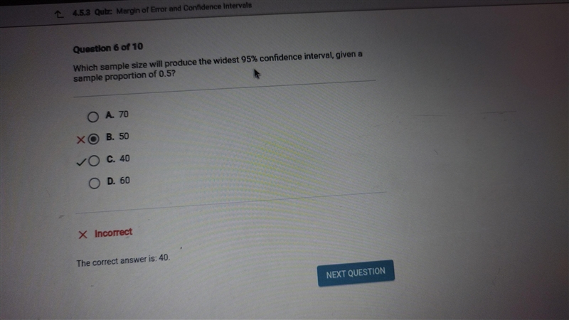 Which sample size will produce the widest 95% confidence interval, given a sample-example-1