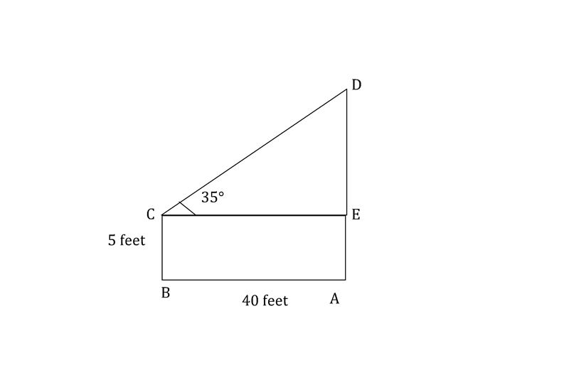 A person is standing \(40\) ft from a light post and can see the top of the light-example-1