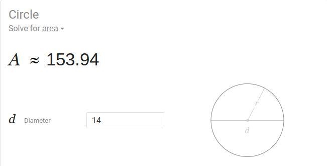 Work out the area of a circle with the diameter of 14cm-example-1