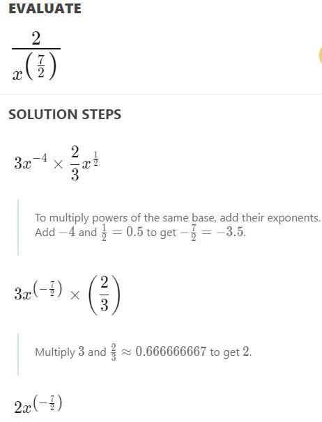 Can someone help me with this 3) Simplify a 3x^-4 X ⅔x^½​-example-1