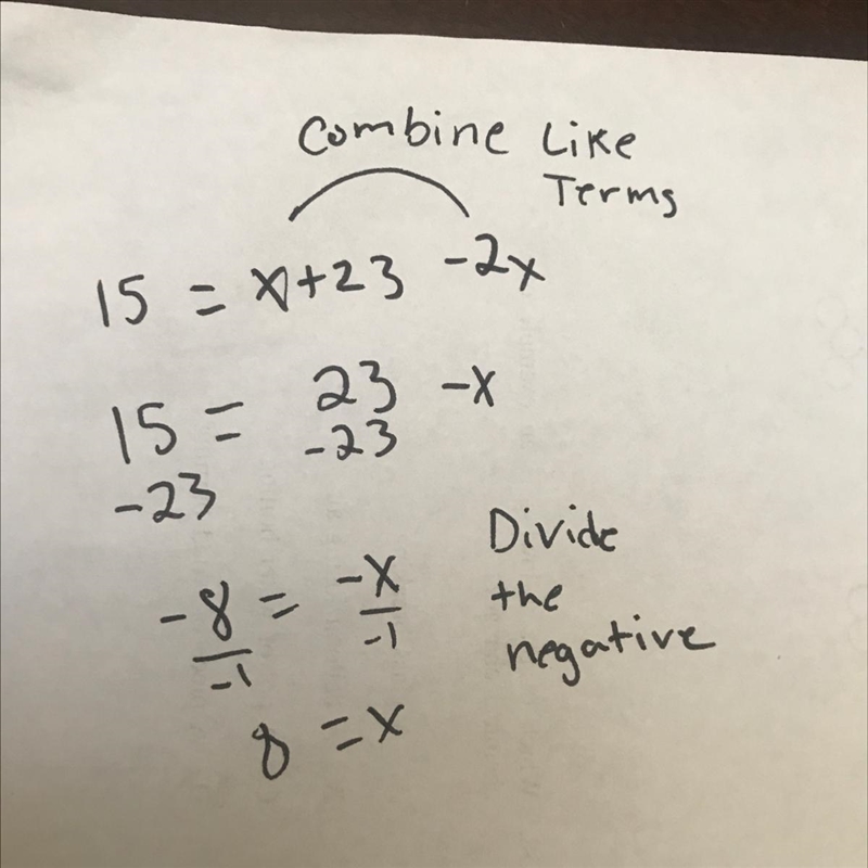 Ok i need yall help please 15=x+23-2x-example-1