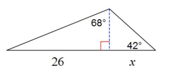 Find the length of the side labeled x. Round intermediate values to the nearest tenth-example-1