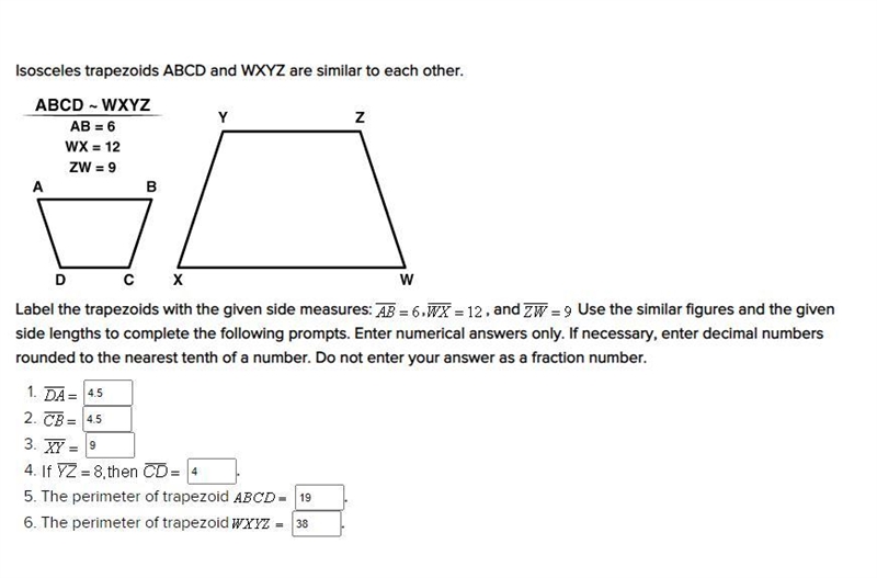 WILL GIVE 100 POINTS Isosceles trapezoids ABCD and WXYZ are similar to each other-example-1