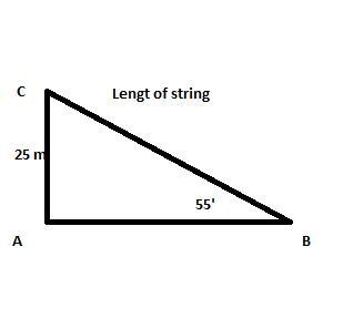 Mr. V went flying a kite. The angle of elevation of the string with the ground is-example-1