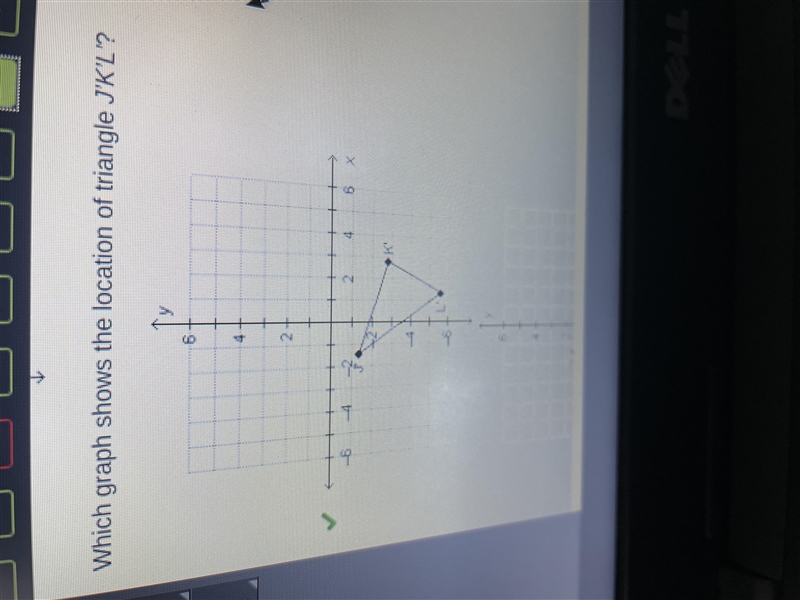 Triangle JKL is rotated 45 degrees counterclockwise using the origin as the center-example-1