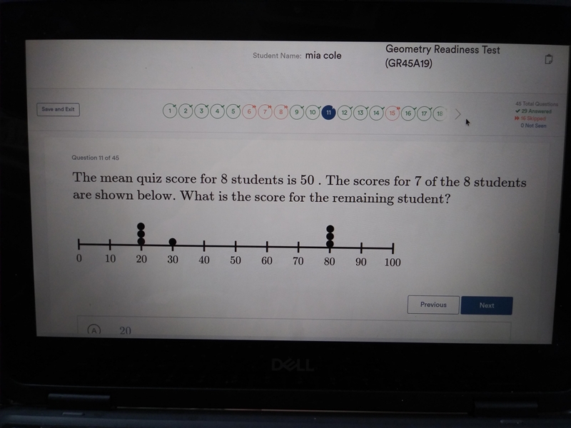 ​The mean quiz score for 8 students is 50 . The scores for 7 of the 8 students ​are-example-1