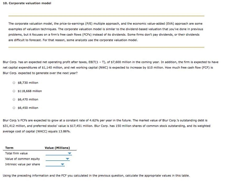 Blur Corp.'s FCFs are expected to grow at a constant rate of 4.62% per year in the-example-1