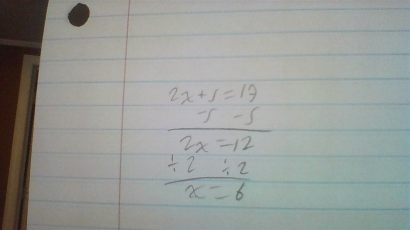 What is the value of x if 2x+5=17 ?-example-1