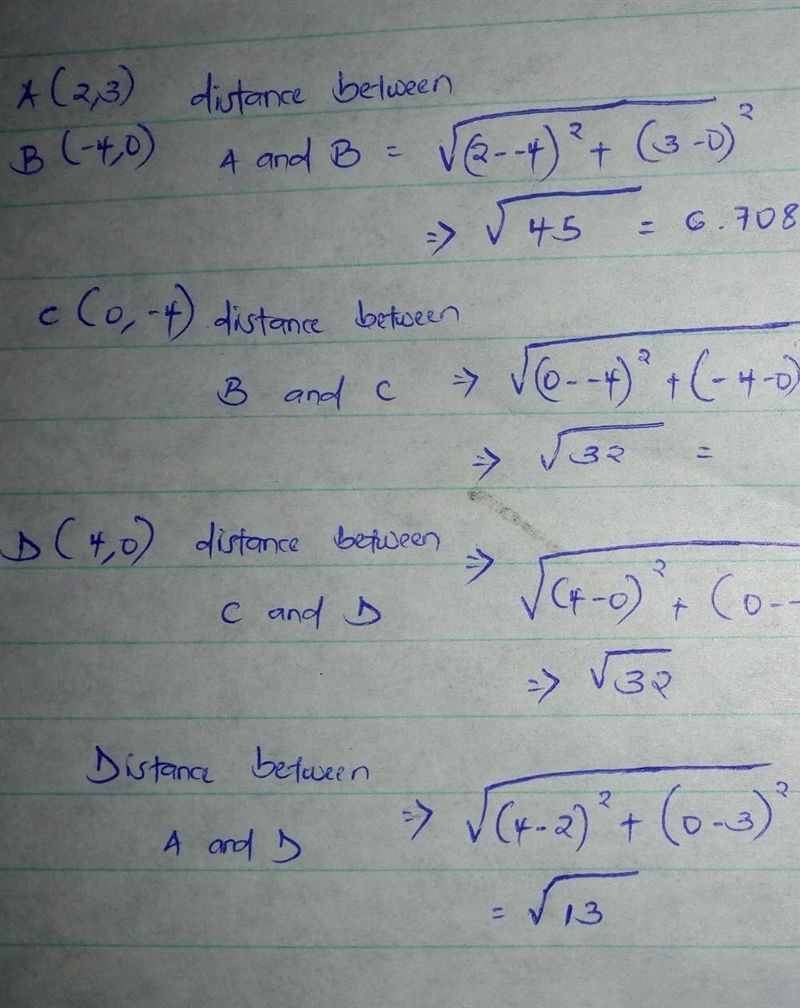 What is the perimeter of this polygon? A(2, 3) B(-4, 0) C(0,-4) D(4,0)​-example-1