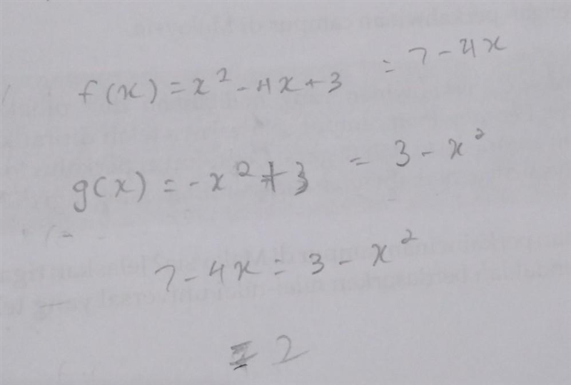 HELP PLEASE! Graph the functions on the same coordinate plane. f(x)=x^2−4x+3 g(x)=−x-example-1