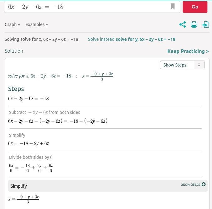 Solve for x, y, and z. Show all your work. −6x − 2y + 2z = −8 3x − 2y − 4z = 8 6x-example-2