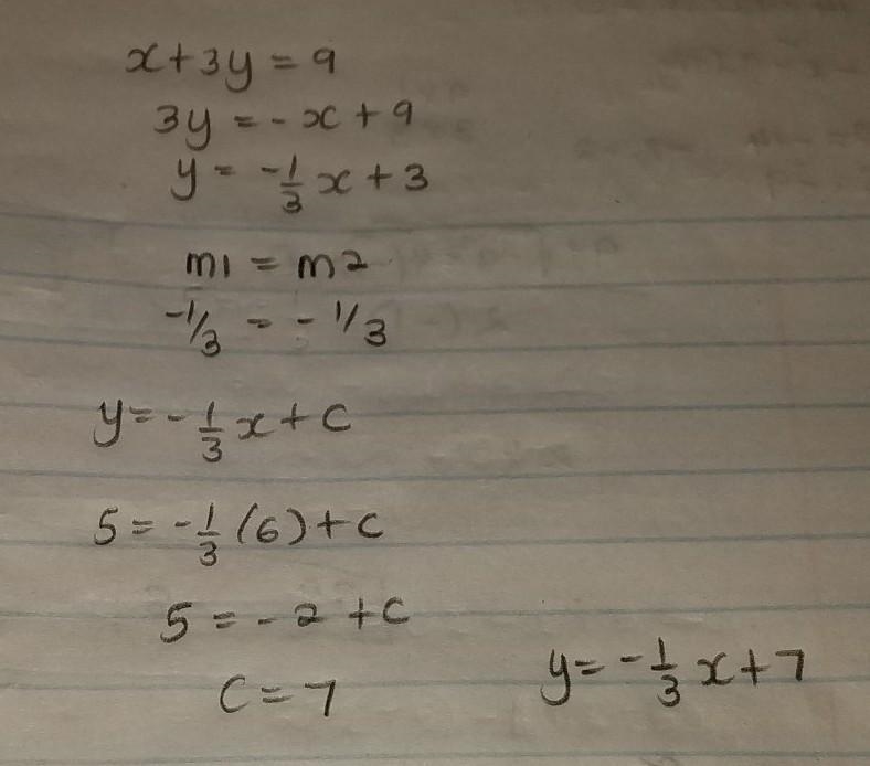 Choose the equation for the line that passes through (6,5) and is parallel to the-example-1