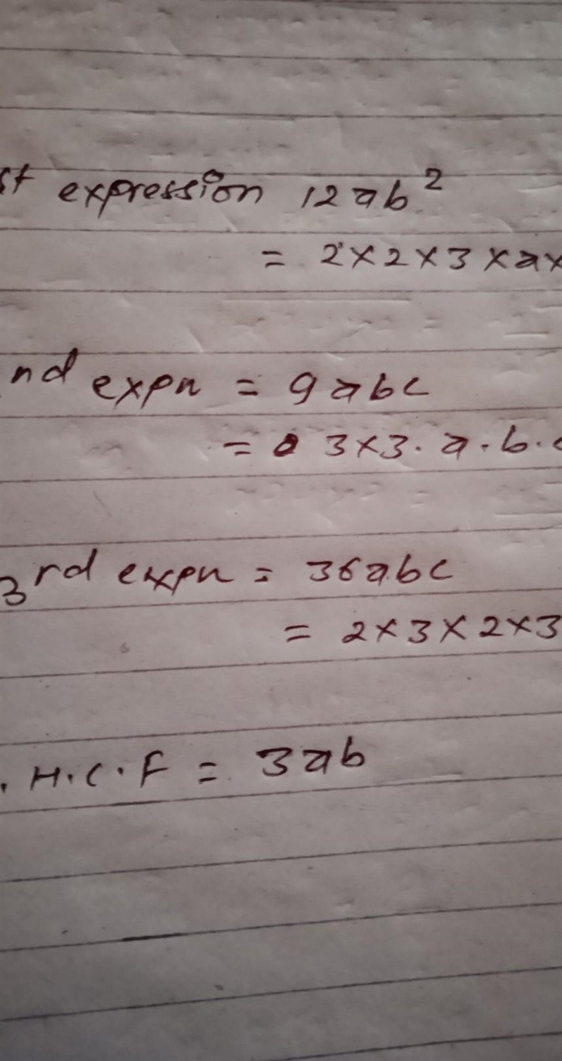 6. Find the HCF of 12ab2, 9ab'c and 36abc.-example-1