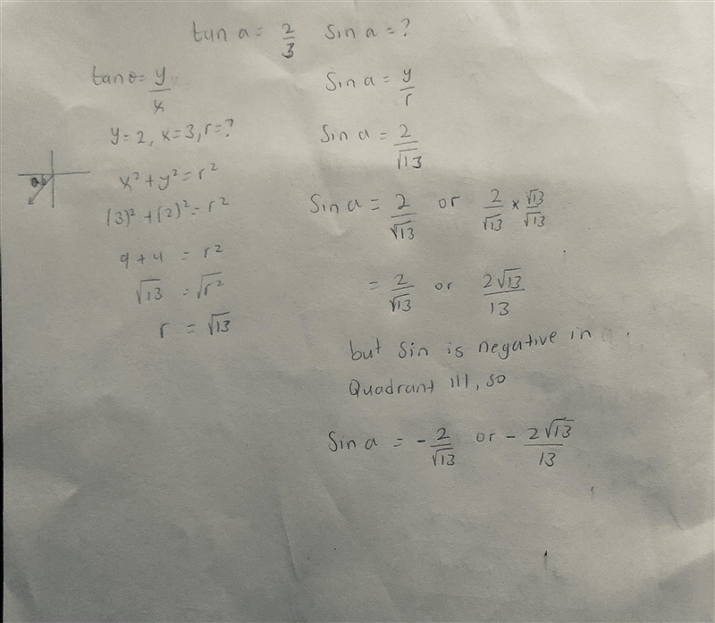 Suppose a is an angle in standard position whose terminal side lies in Quadrant III-example-1