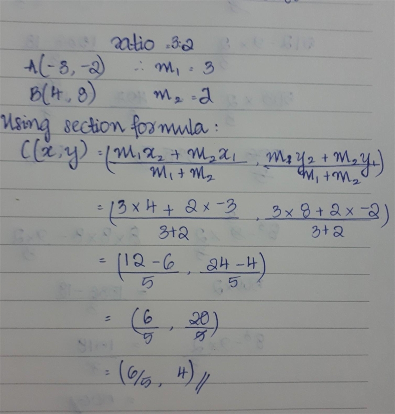 Find the point on the directed segment from (−3, −2) to (4, 8) that divides it into-example-1