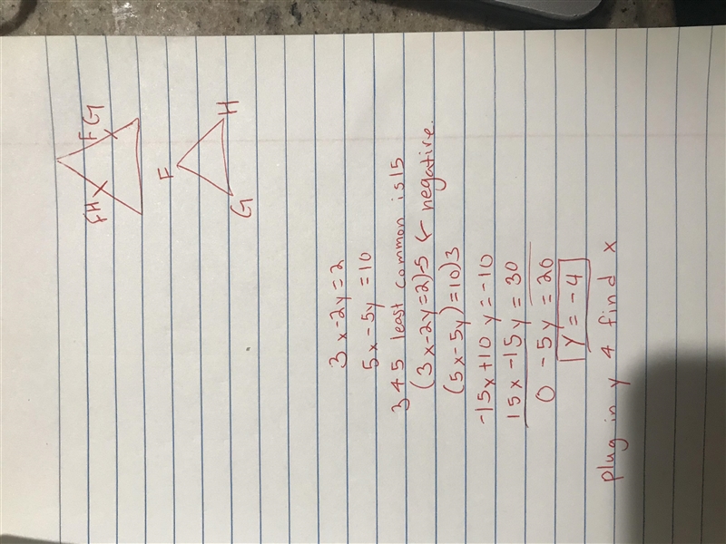 3) Solve the following system by elimination: 3x – 2y = 2 5x - 5y = 10 I-example-1