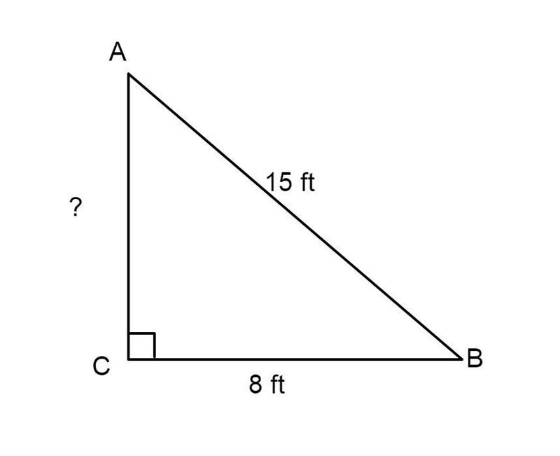 A 15 foot pole is leaning against a tree. The bottom of the pole is 8 feet away from-example-1