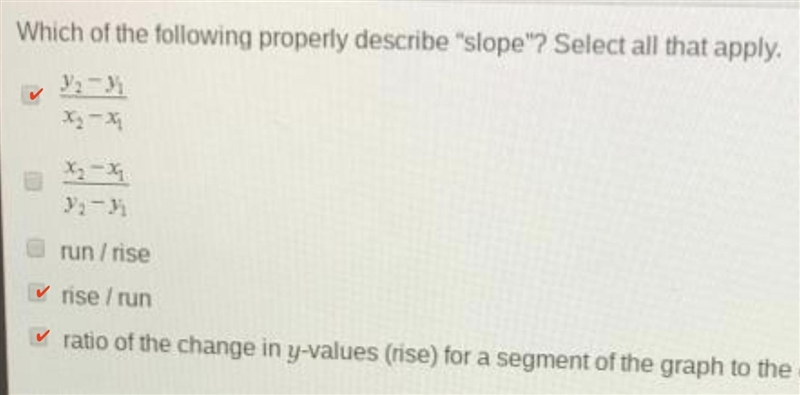 Which of the following properly describe "slope"? Select all that apply-example-1