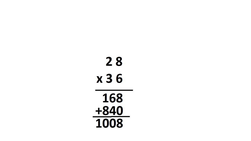 How to multiply 28 and 36 using set of steps-example-1