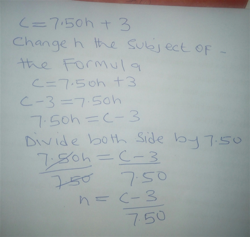 The cost, c, of renting a bicycle and a helmet for h hours is given by the formula-example-1