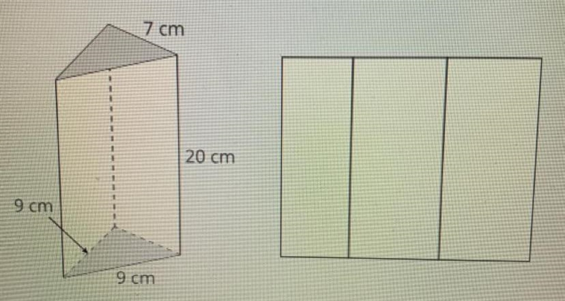 Quincy folds a piece of cardboard to make the three sides of a triangular prism open-example-1