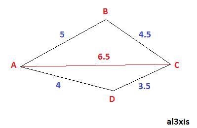 Find the area of the quadrilateral ABCD in which ab=5cm,bc=4.5cm,cd=3.5cm,da=4cm and-example-1