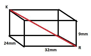 6. A rectangular prism is shown in the diagram below. 9 mm 32 mm R 24 mm What is the-example-1