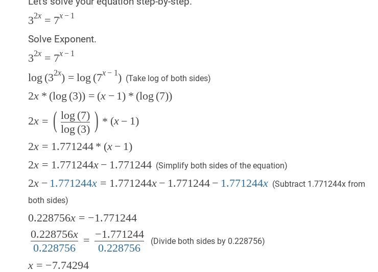 3^(2x) = 7^(x-1) how do you solve this-example-1