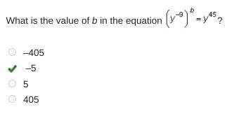 What is the value of b in the equation (y Superscript negative 9 Baseline) Superscript-example-1