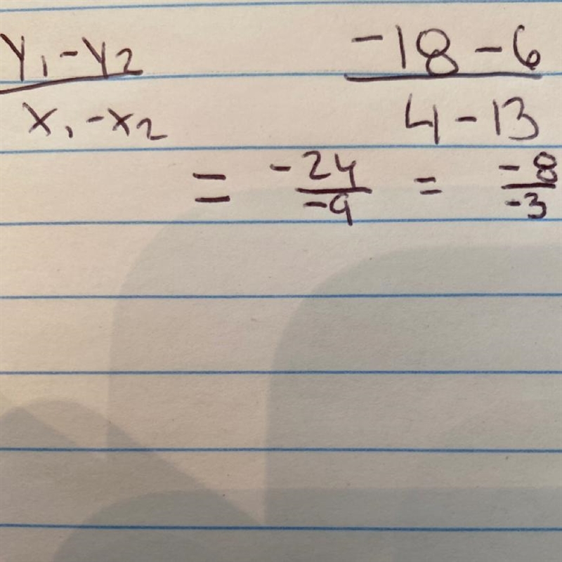 Find the slope of the line passes through the points (4, -18) and (13, 6)-example-1