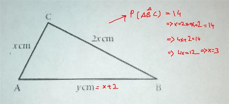 From the diagram let x represent side of AB and y represent side of AC-example-1