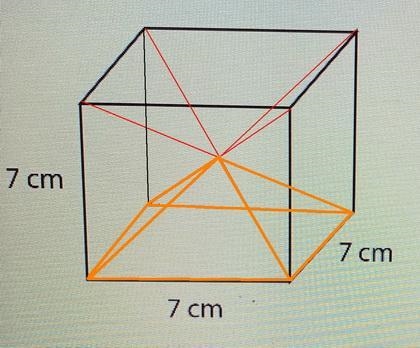 Given the cube below, which equation can be used to prove the volume of a pyramid-example-1