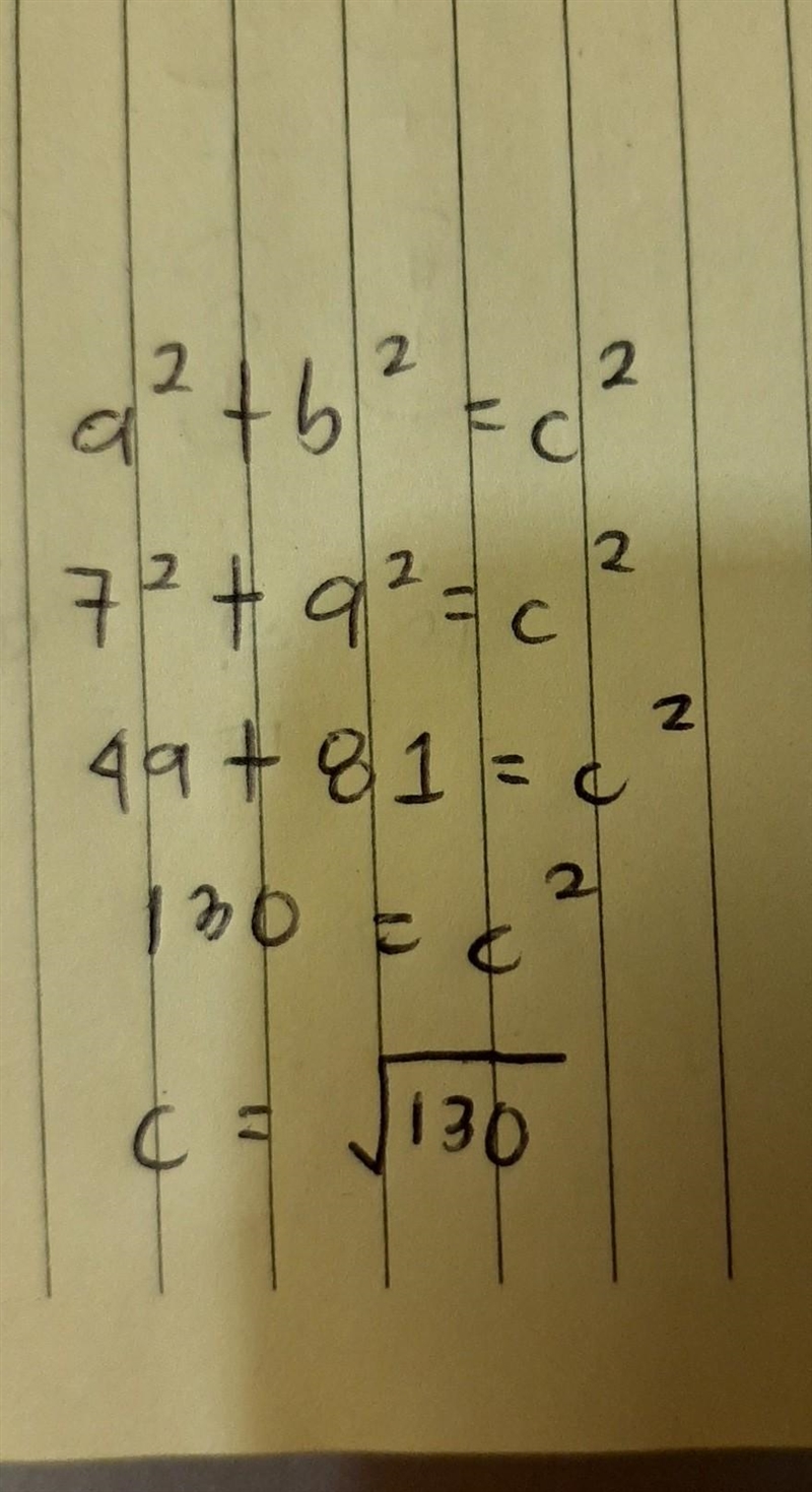 Solve for the variable of "c" have to use pythagorean theorem​-example-1