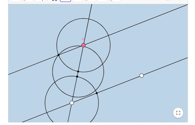 Line m and point P are shown below. Part A: Using a compass and straightedge, construct-example-1