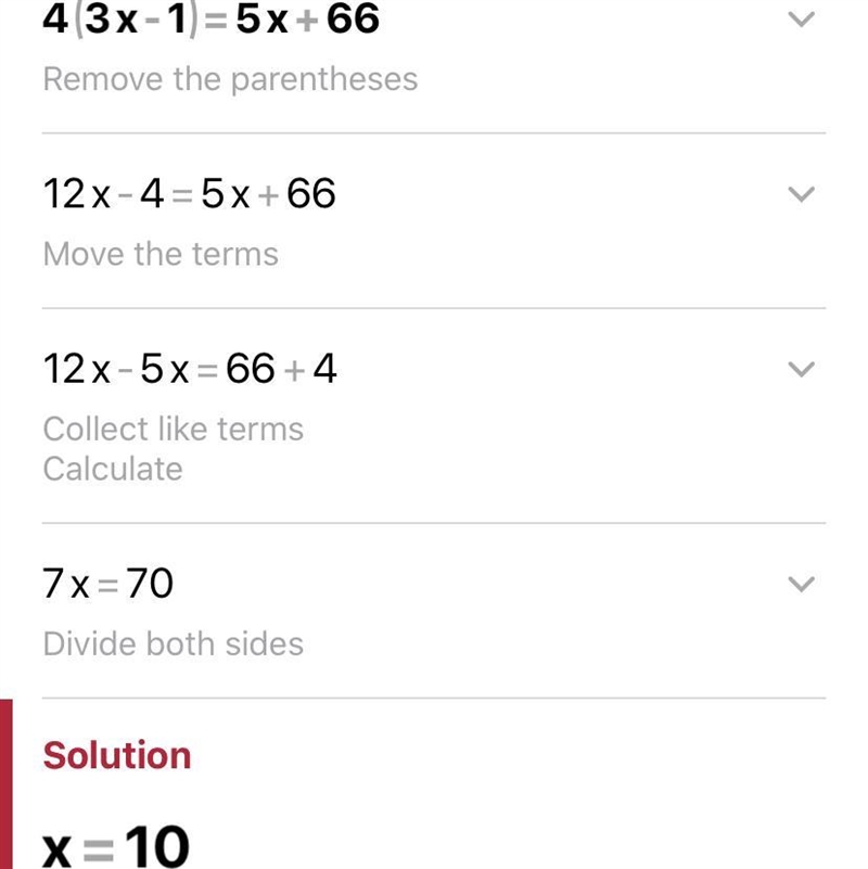 4(3x-1) = 5x+66 show all of your work-example-1