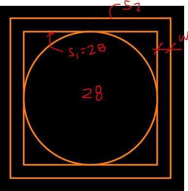 A circular plot of diameter 28m is surrounded by a path of uniform width. If the area-example-1