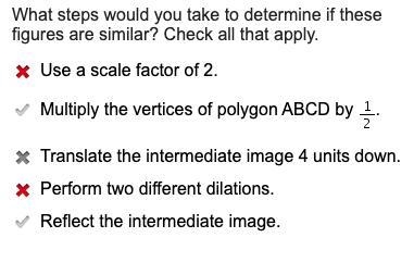 On a coordinate plane, 2 polygons are shown. Polygon A B C D has points (1, negative-example-1