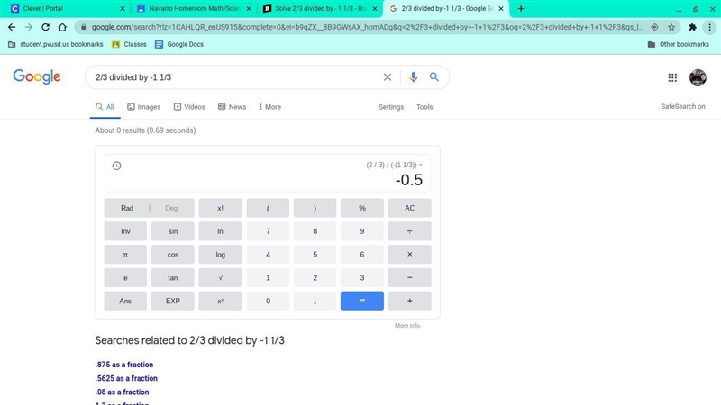 Solve 2/3 divided by - 1 1/3-example-1