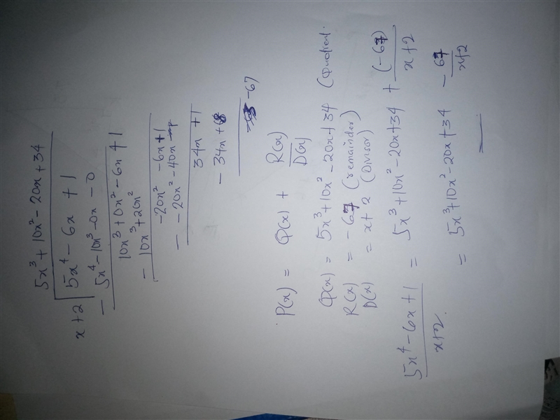 Jemini divides 5x4−6x+1x+2, using synthetic division. How does she proceed to the-example-1