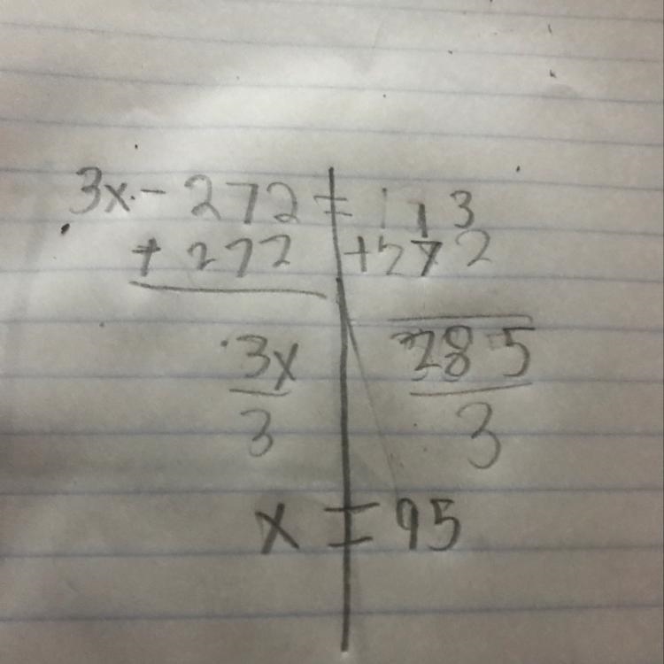 What is the value oíz in the equation 3x - y = 13, when y=272 05 45-example-1