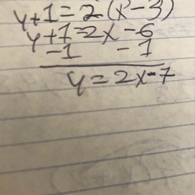 Write the equation of the line that passes through the point (3,-1) and has a slope-example-1