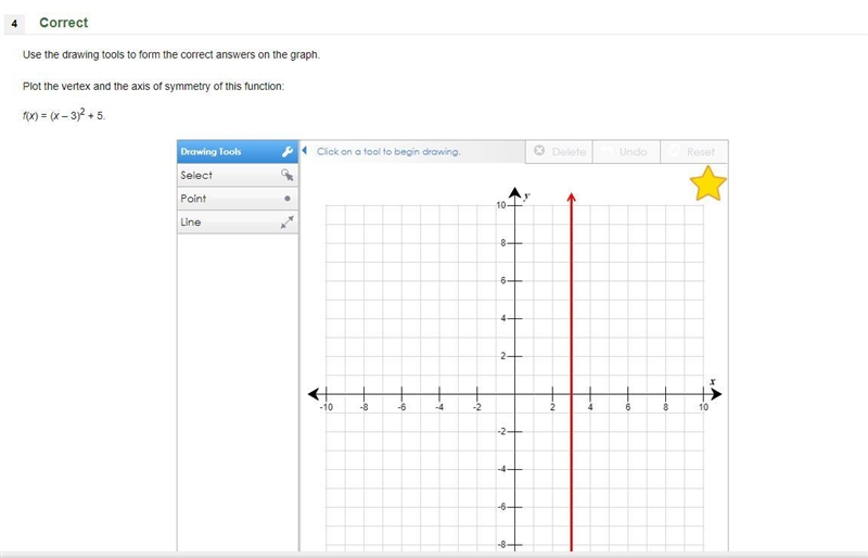 Use the drawing tools to form the correct answers on the graph. Plot the vertex and-example-1